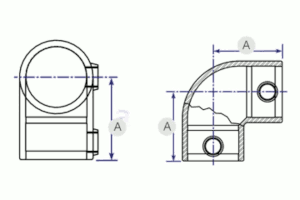 90 degree two-way elbow 125 illustration